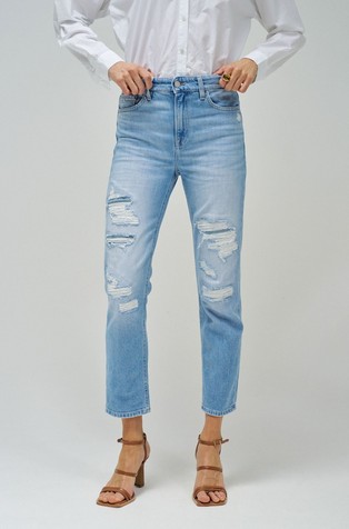 Regular fit cropped slim jeans with rips