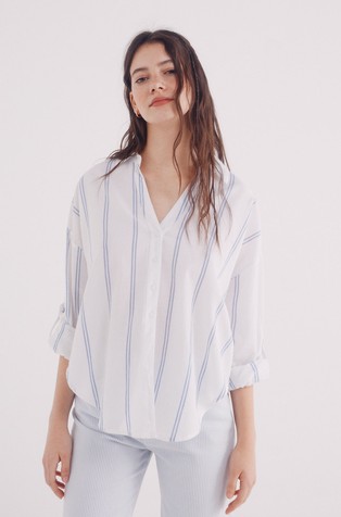 Relaxed fit striped cotton shirt