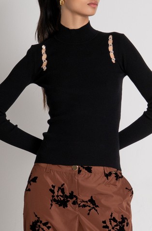 Knitwear ribbed slim fit with cut-outs