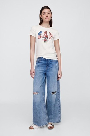 GAP Gap × Disney ženska logo majica s kratkimi rokavi Bela - New Off White V2 2