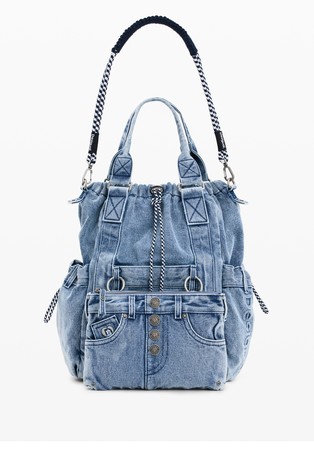 Large denim backpack with matching bag