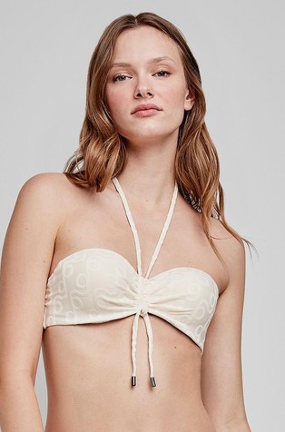 Bandeau bikini top with geometric print