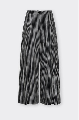 Široke bombažne hlače s karo vzorcem