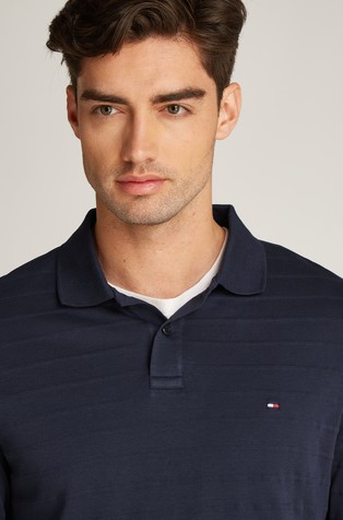 TOMMY HILFIGER Regular fit črtasta polo majica z dolgimi rokavi Modra - Dark Blue 4