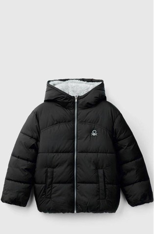 Padded jacket with hood and teddy interior