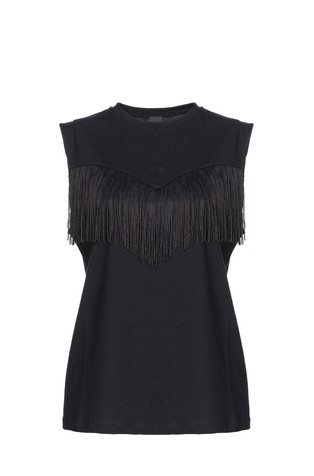 Cotton tank top with fringes