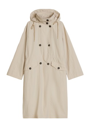 Relaxed fit hooded trench coat