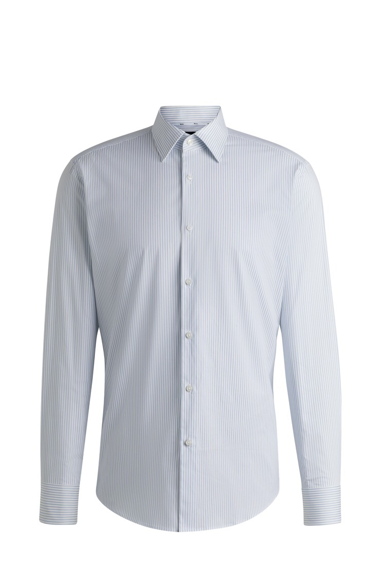 HUGO BOSS Regular fit črtasta srajca iz raztegljive bombažne tkanine Modra - Light Blue 