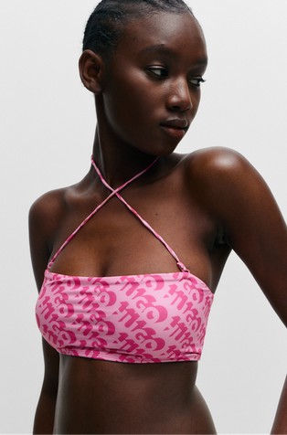 HUGO BOSS Bandeau bikini top with repeat logo print Pink 3