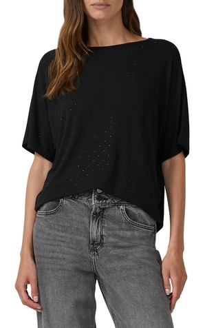 Majica iz raztegljive viskoze z okrasnimi kamenčki