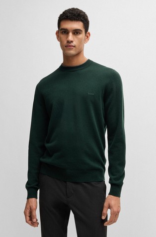 Virgin-wool sweater with embroidered logo