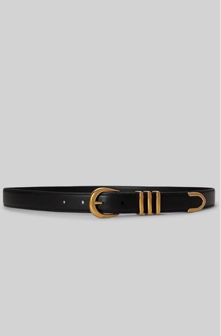 Metal-keeper Leather Skinny Belt