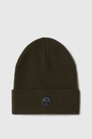 Knit beanie with logo patch