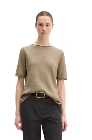 Short-sleeved sweater in organic cotton-linen blend
