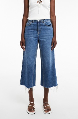 TSVERA kapri jeans hlače z visokim pasom