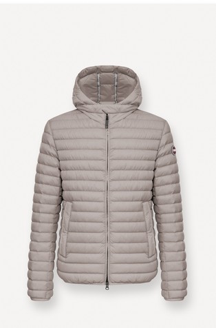 Water-repellent down jacket with fixed hood