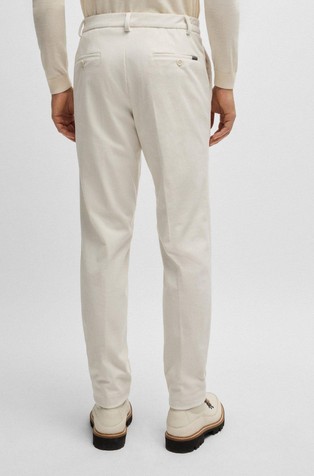 HUGO BOSS Slim fit hlače iz performance-stretch žameta Bež - Cream 2