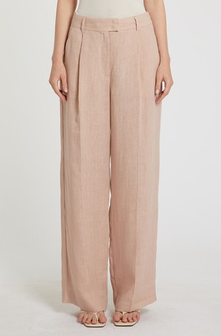 Linen wide-leg trousers with pleats