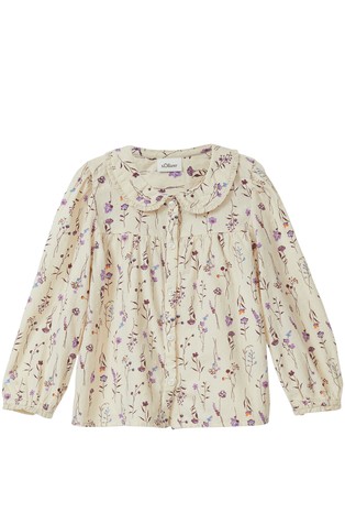 Structured a-shape blouse with pattern and lace