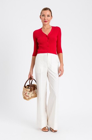 V-neck cardigan in cotton and silk