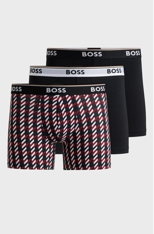 Three-pack of stretch-cotton boxer briefs with logos
