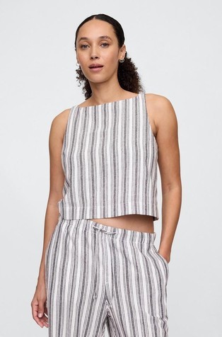 Linen-Blend Sleeveless Top