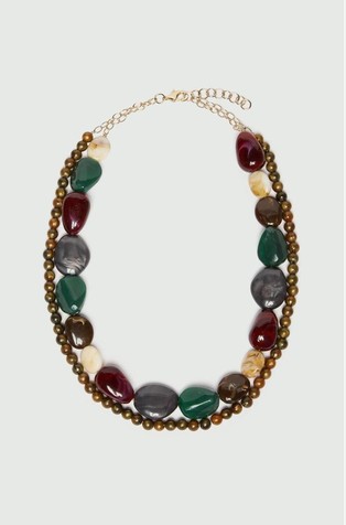 Bijoux bead and stone necklace