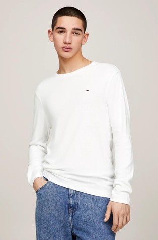Slim fit majica z dolgimi rokavi iz organskega bombaža