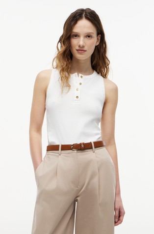 Cotton Sleeveless Henley Top