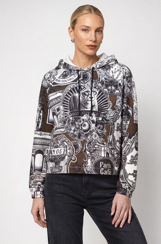 Hooded sweatshirt with pattern