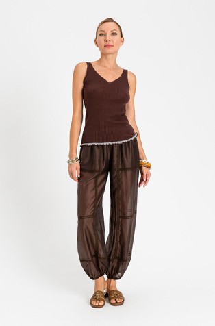 Pletena majica brez rokavov iz bombažne mešanice