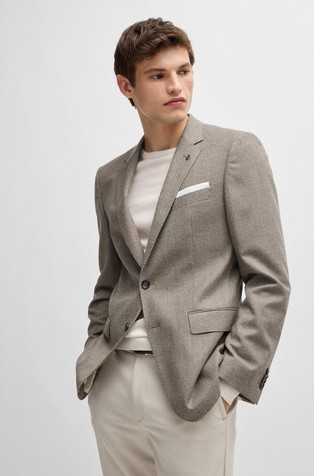 Slim-fit jacket in micro-patterned stretch wool