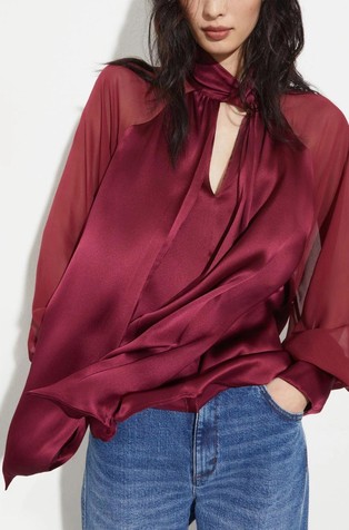 Silk satin and georgette blouse