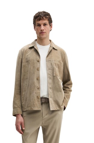 Regular fit srajčna jakna iz semiša