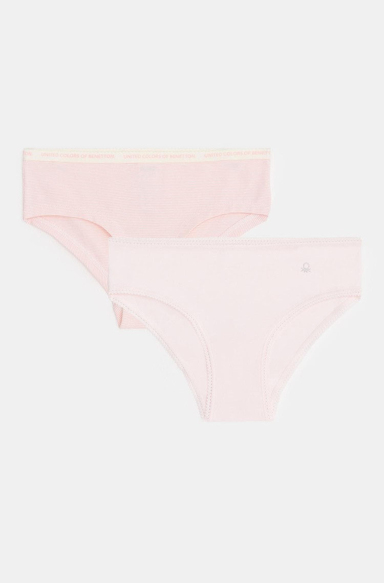 BENETTON Paket 2 spodnjih hlačk iz elastičnega bombaža Roza - Pink 