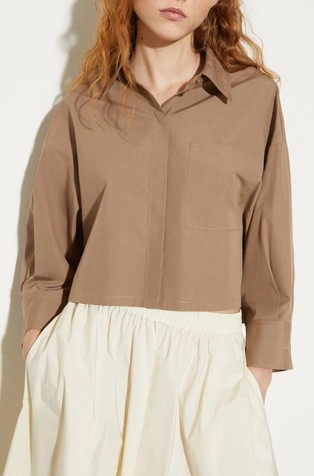 Cropped srajca iz bombažnega poplina