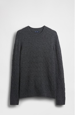 Merino Wool-Blend Cable-Knit Sweater