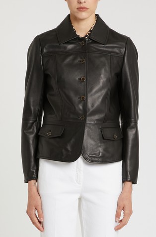 Leather shirt jacket