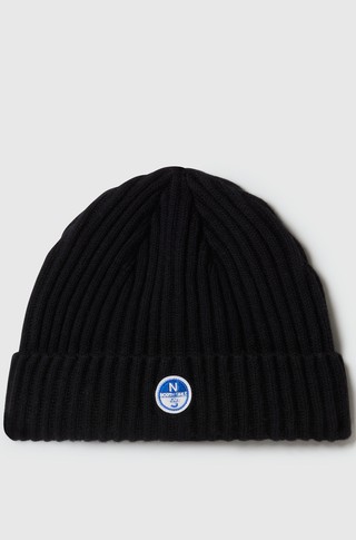 Knit beanie with logo patch