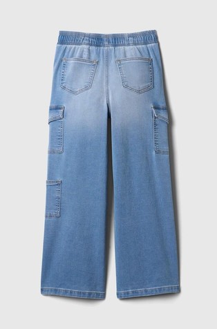 GAP Kids High Rise Sweatpant Wide-Leg Cargo Pull-On Jeans Medium Wash 2