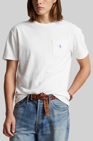 Classic fit majica s kratkimi rokavi iz bombaža in lana