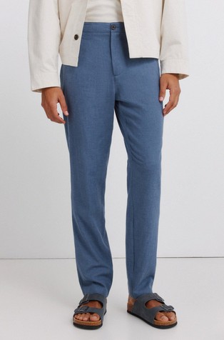 Comfort slim fit hlače iz dobby mešanice bombaža in lana