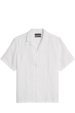 Regular fit short-sleeved linen shirt