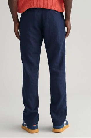 GANT Relaxed fit lanene hlače z zatezno vrvico Modra - Dark Blue 3