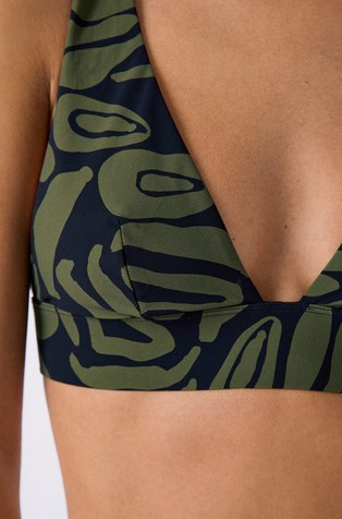 ETAM Pipa Patterned triangle bikini top Green / Black 3