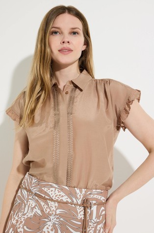Short-sleeved shirt in viscose and cotton