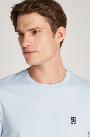 TOMMY HILFIGER Majica z vezenim TH monogramom Modra - Light Blue 4