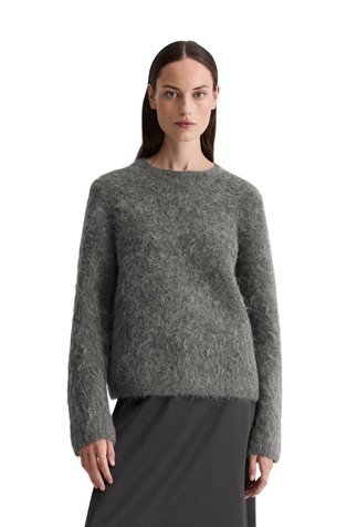 Regular fit pleten pulover iz mešanice alpake