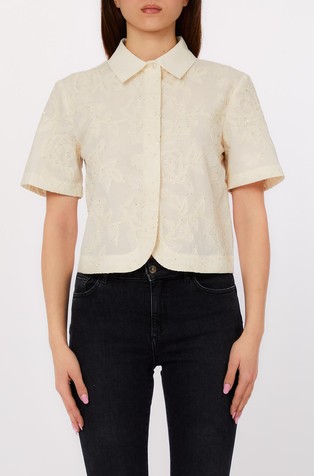 Bombažna srajca z vezeninami in bleščicami