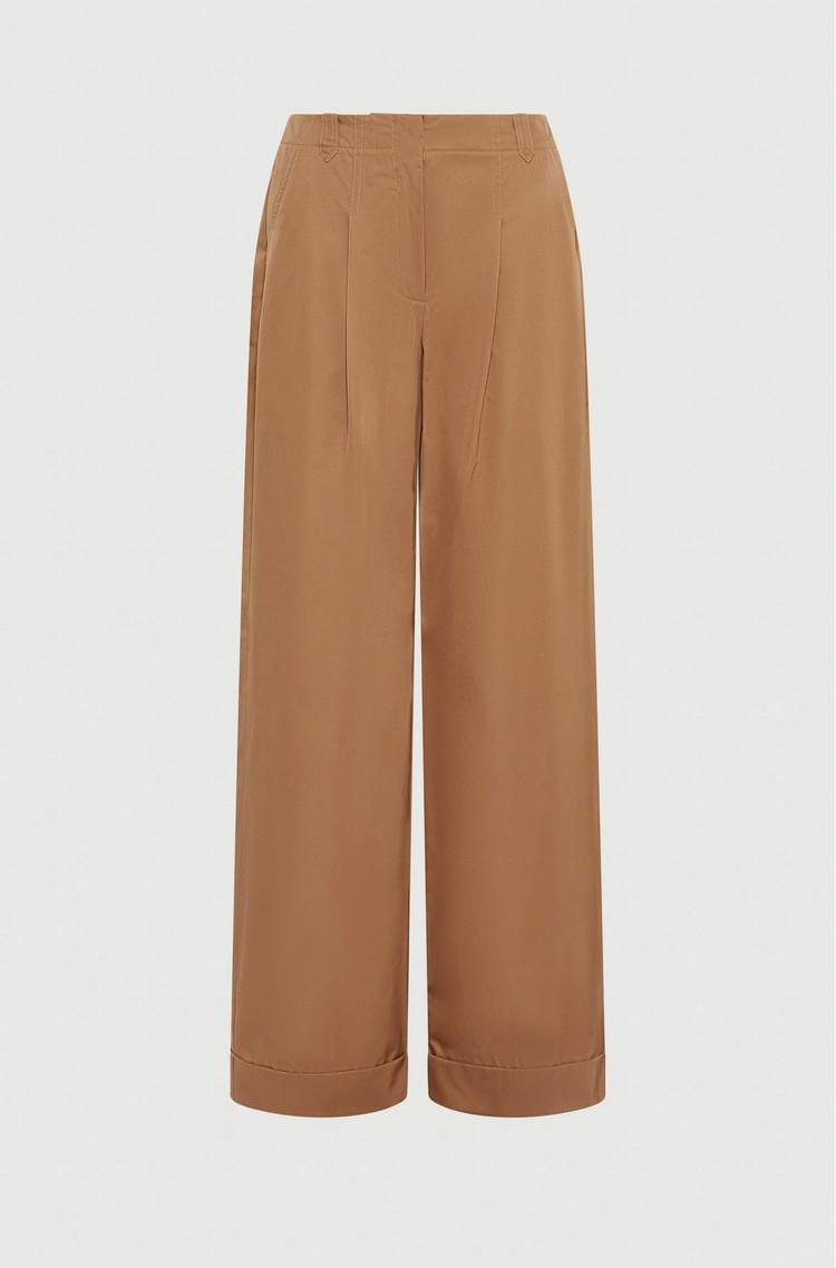 MARELLA Relaxed fit hlače iz bombažne mešanice Rjava - Brown 